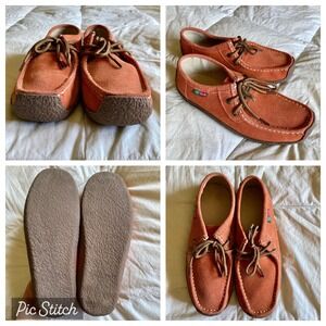 Xiu Xian Women's 40/ US 8.5 Leather Suede Lace Up Loafer Boat Shoe Orange EUC